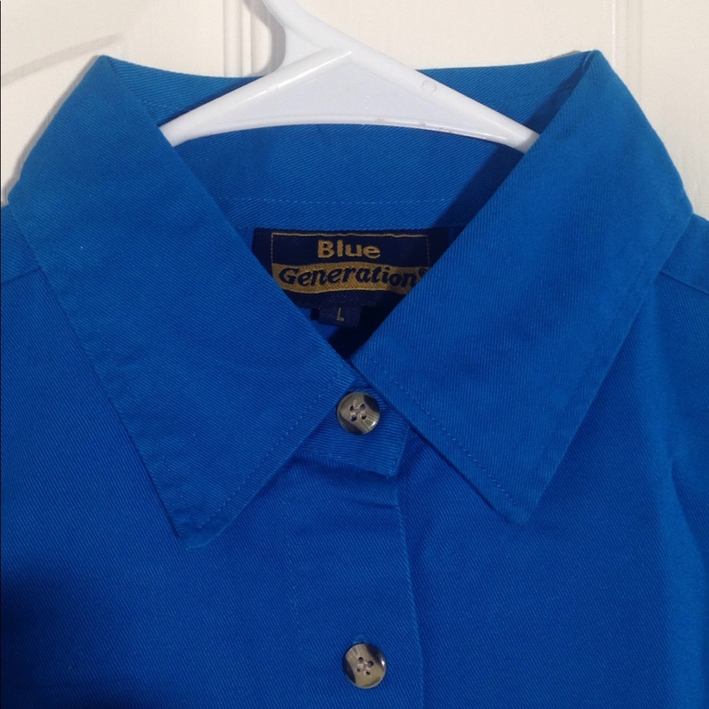 FINAL MARKDOWN Ladies' Blue Generation Sleeveless Work Shirt lrg - Picture 2 of 4